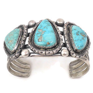 Herman Smith Navajo Sterling and Turquoise Cuff